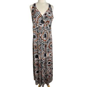 Essentials by Milano Black & Orange Geometric Maxi Dress – Sleeveless